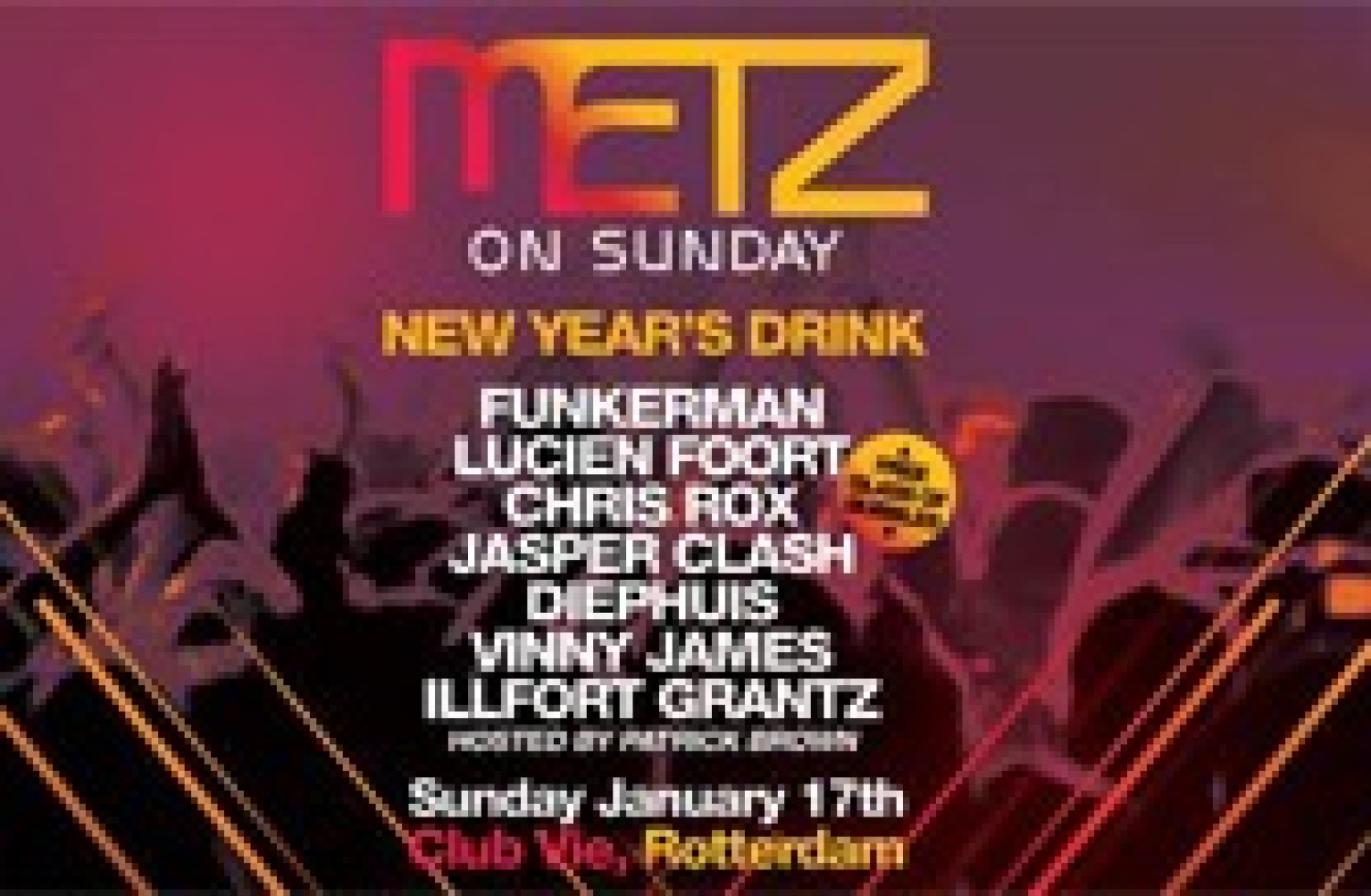 Party nieuws: Metz New Year's Drink, zondag 17 januari in Club Vie