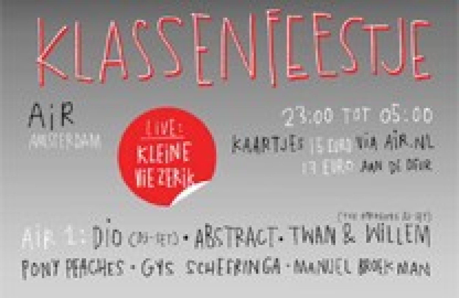 Party nieuws: Het klassenfeestje, 15 juni AIR Amsterdam