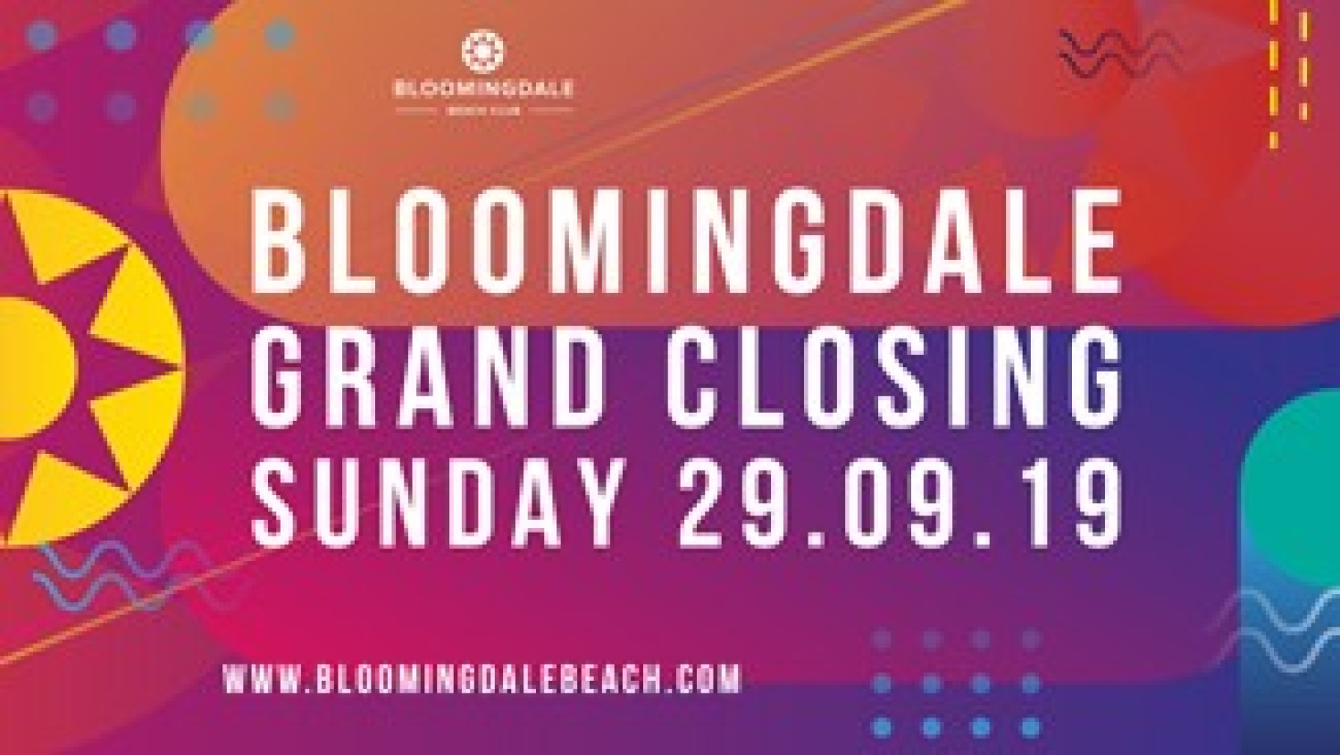 Party nieuws: Bloomingdale sluit zomer af op 29 september 2019