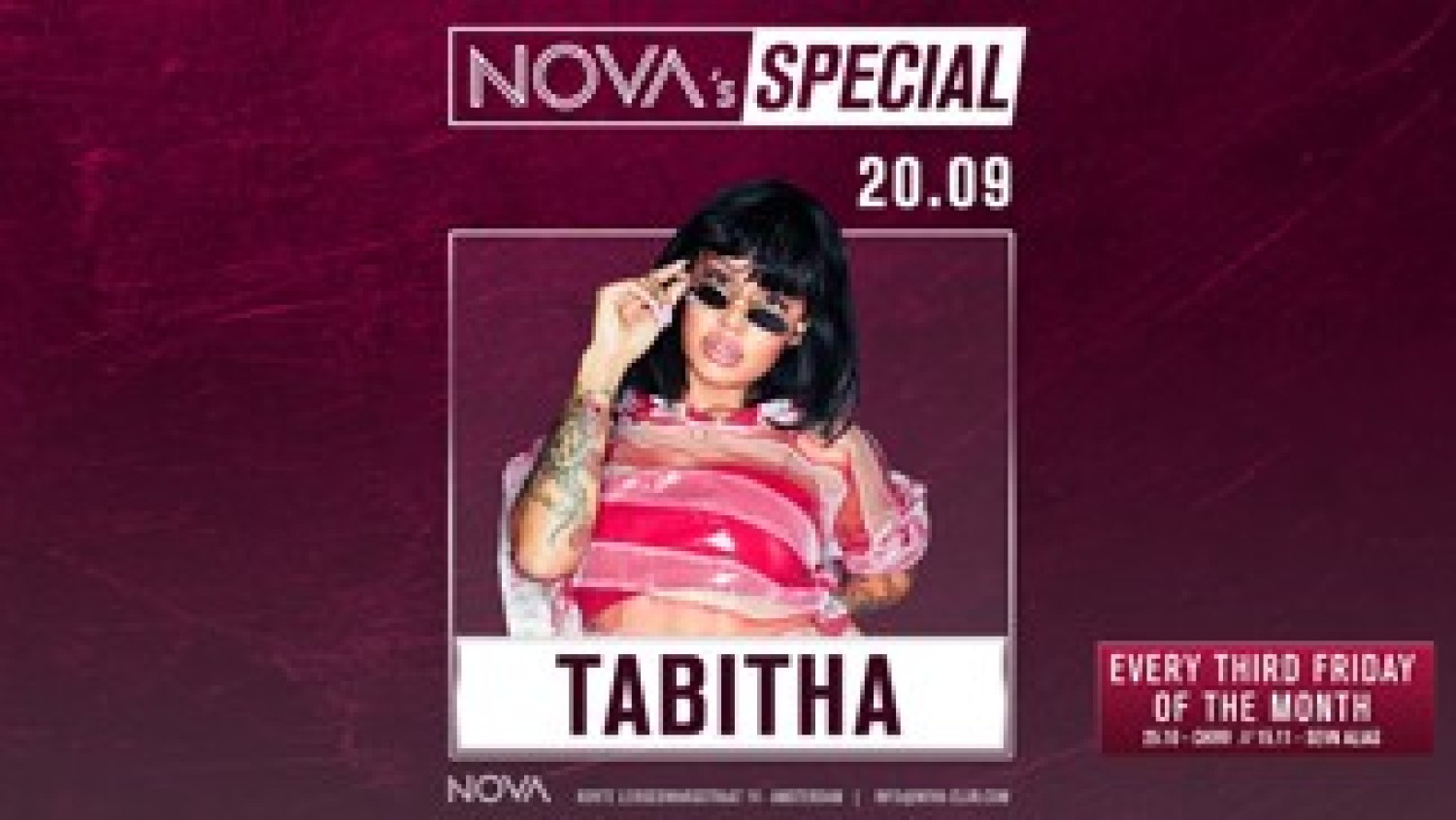 Party nieuws: Tabitha komt naar Nova op vrijdag 20 september!