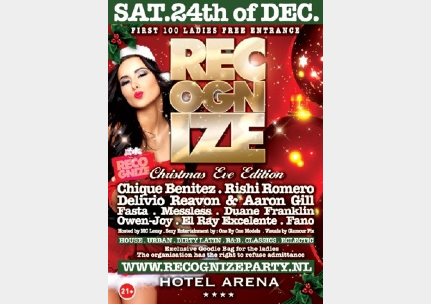 Party nieuws: RECOGNIZE X-Mas Edition, 24 december in Hotel Arena